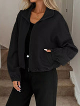 Textured Zip-Up Drawstring Hem Jacket - Trendsi - Flyclothing LLC