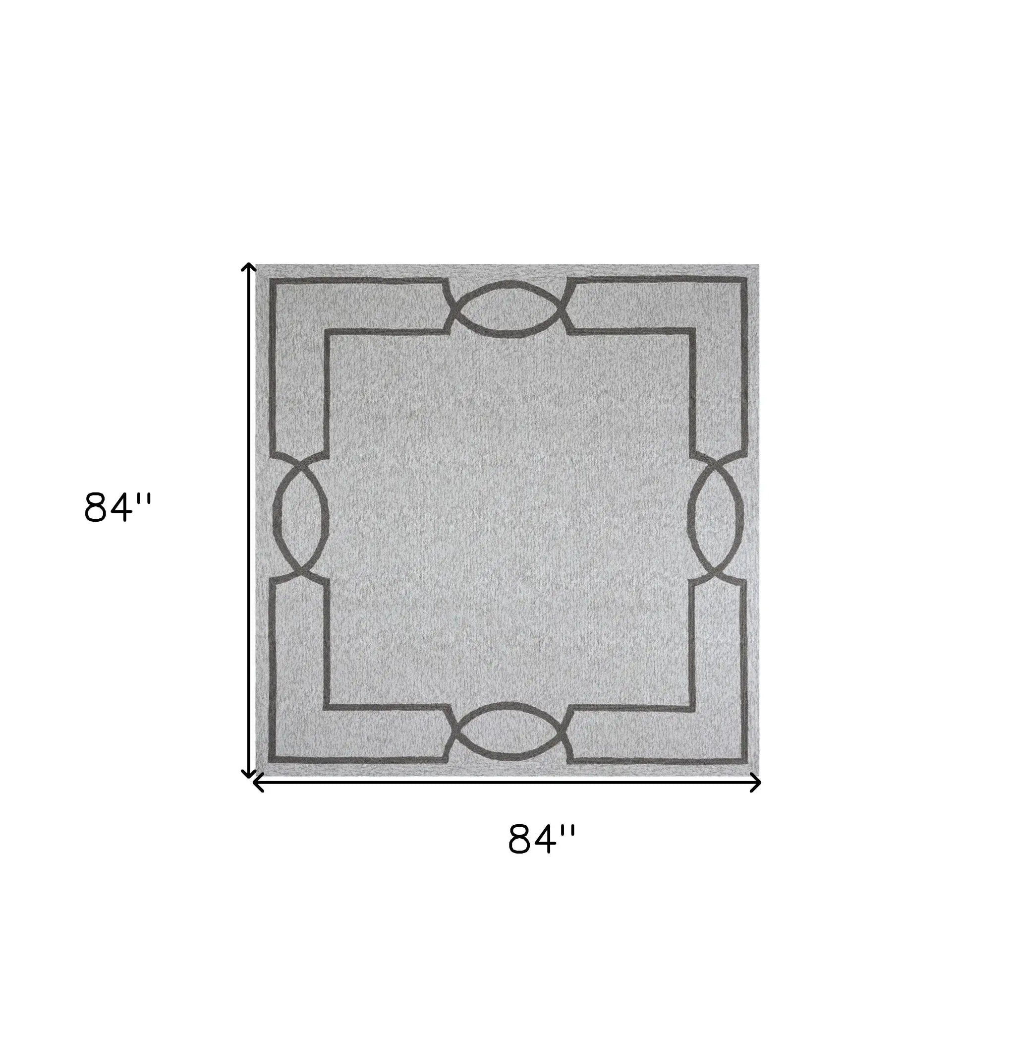 7' X 7' Oatmeal Ivory Geometric Hand Hooked Area Rug - Homeroots - Flyclothing LLC