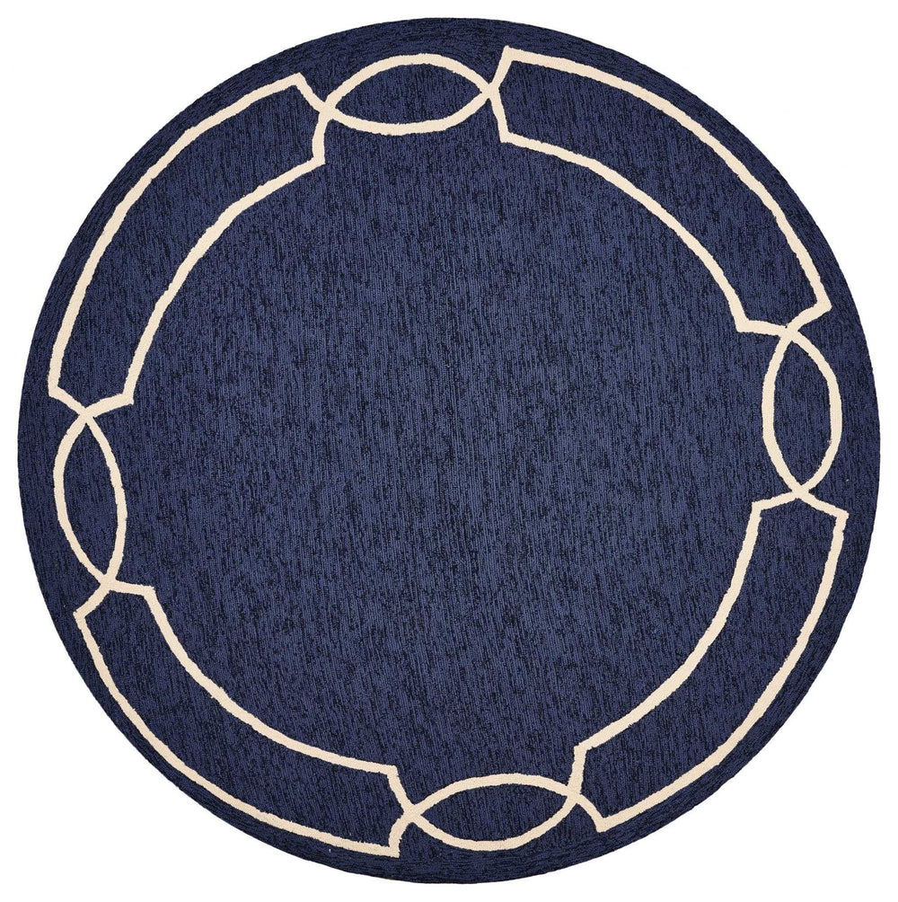 7' Round Blue Round Indoor Outdoor Area Rug - Homeroots - Flyclothing LLC