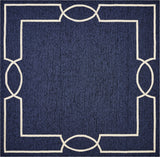 7' X 7' Ocean Blue Hand Hooked Area Rug - Homeroots