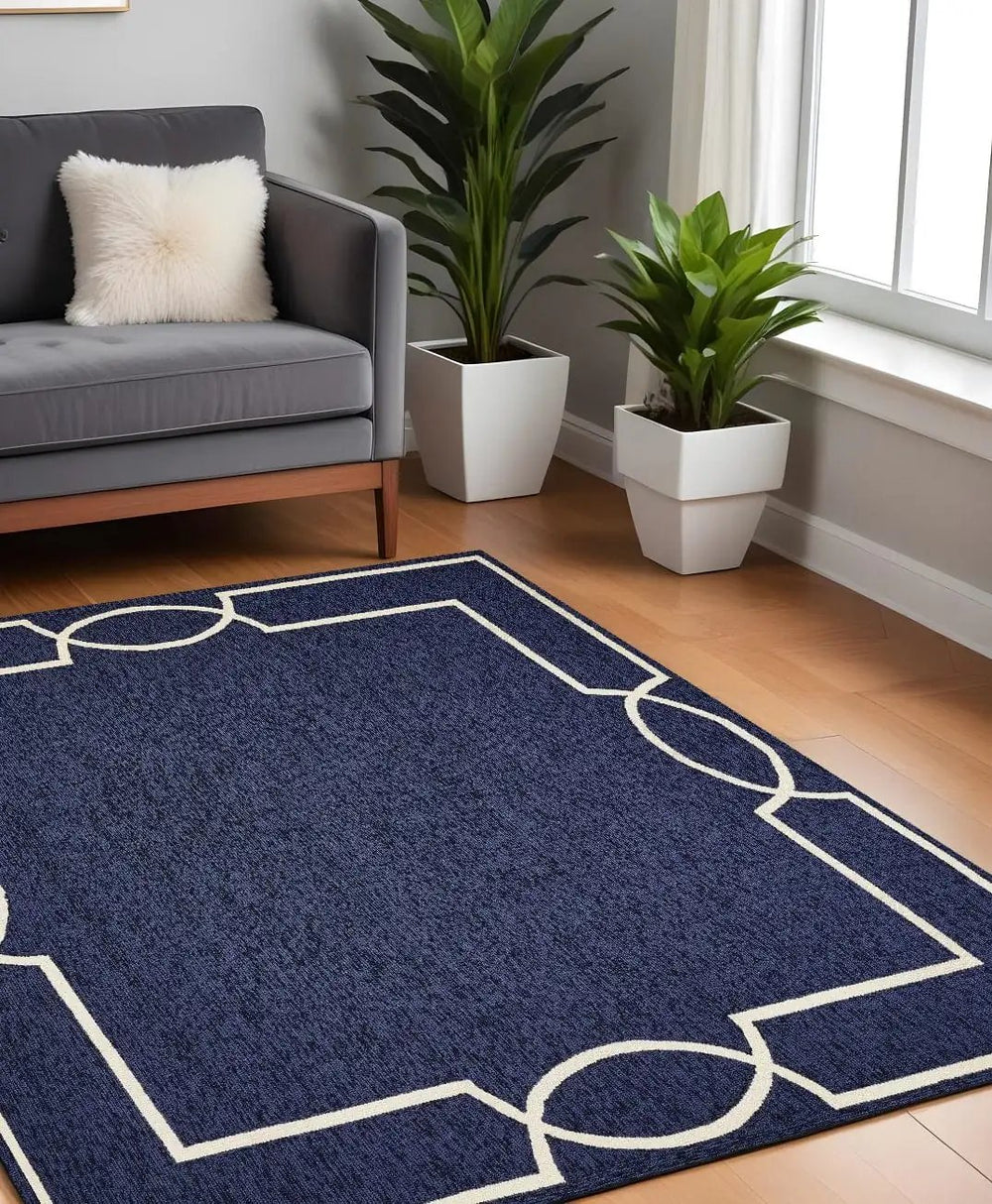 7' X 7' Ocean Blue Hand Hooked Area Rug - Homeroots
