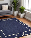 7' X 7' Ocean Blue Hand Hooked Area Rug - Homeroots