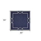 7' X 7' Ocean Blue Hand Hooked Area Rug - Homeroots