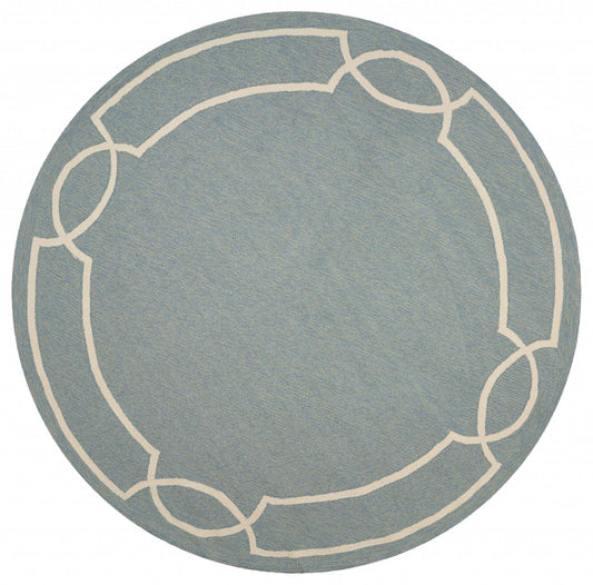7' Round Blue Round Indoor Outdoor Area Rug - Homeroots - Flyclothing LLC