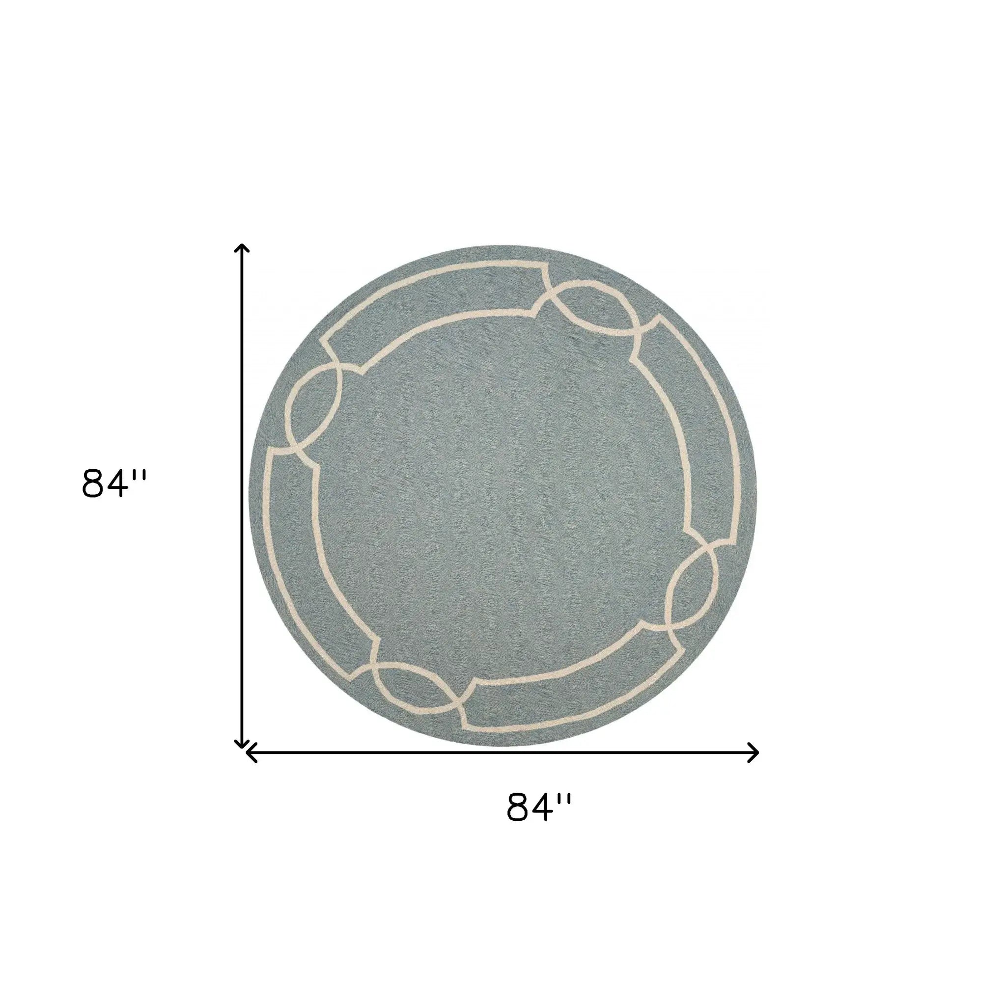 7' Round Blue Round Indoor Outdoor Area Rug - Homeroots - Flyclothing LLC