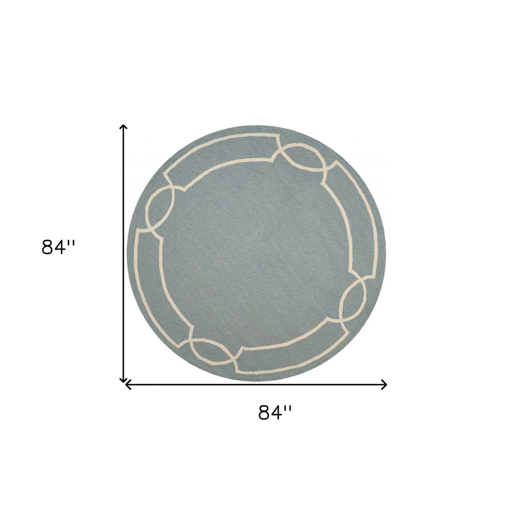 7' Round Blue Round Indoor Outdoor Area Rug - Homeroots - Flyclothing LLC