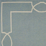 7' X 7' Blue and Ivory Geometric Hand Hooked Area Rug - Homeroots - Flyclothing LLC
