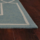 7' X 7' Blue and Ivory Geometric Hand Hooked Area Rug - Homeroots - Flyclothing LLC