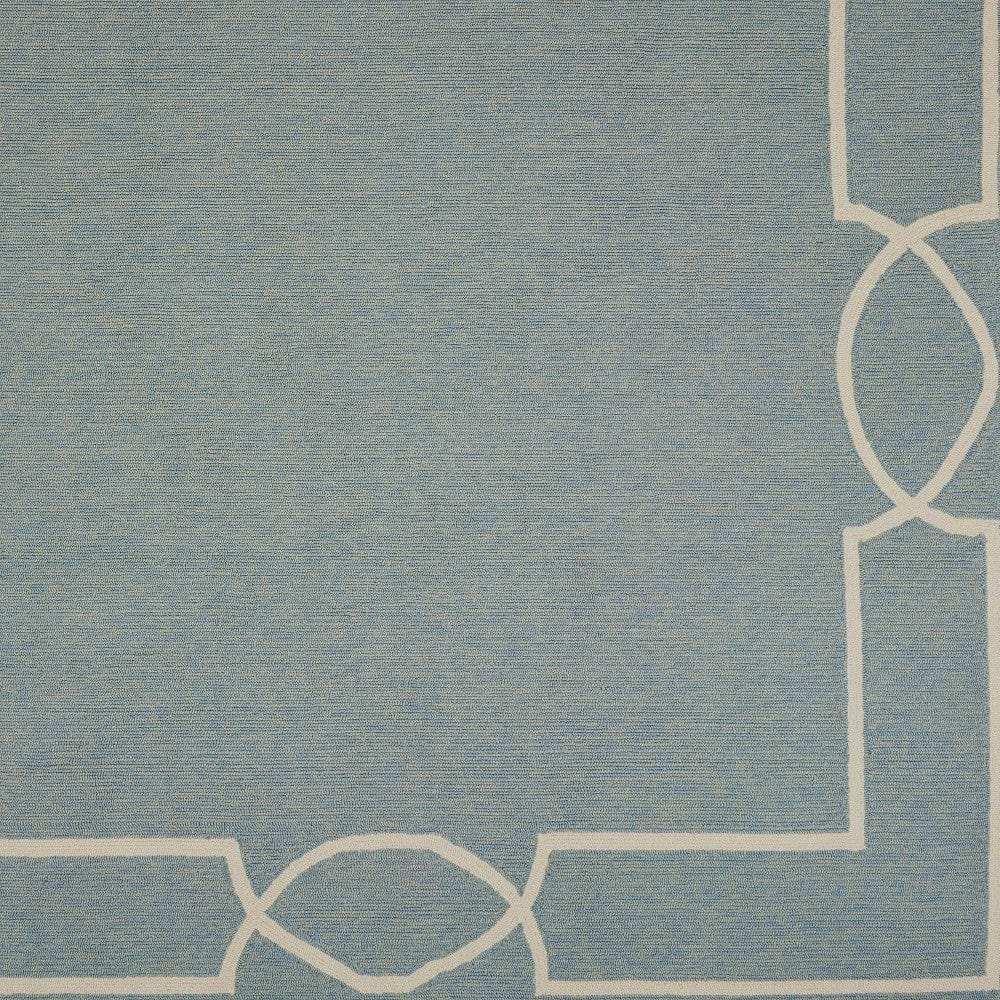 7' X 7' Blue and Ivory Geometric Hand Hooked Area Rug - Homeroots - Flyclothing LLC