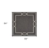 7' X 7' Black Geometric Hand Hooked Area Rug - Homeroots