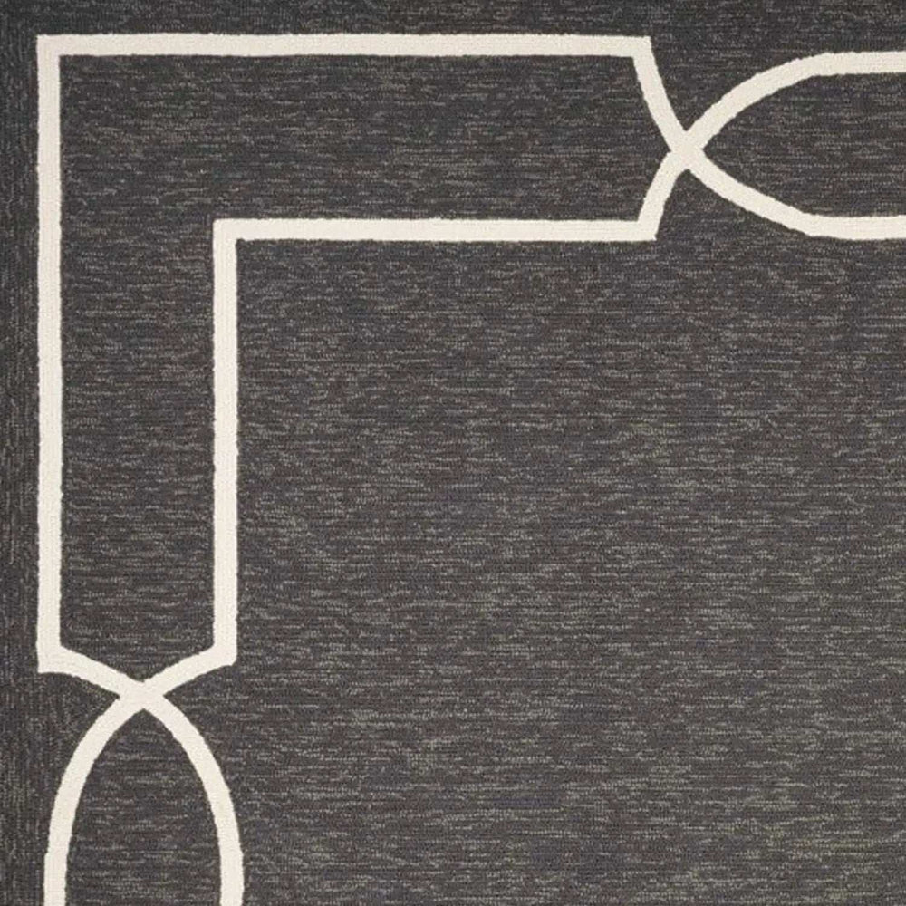 7' X 7' Black Geometric Hand Hooked Area Rug - Homeroots - Flyclothing LLC