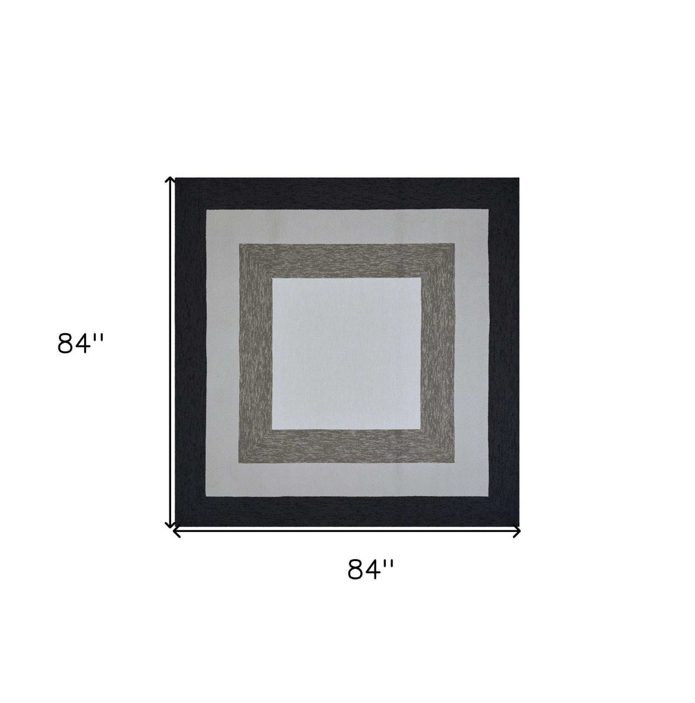 7' X 7' Gray Geometric Hand Hooked Area Rug - Homeroots - Flyclothing LLC