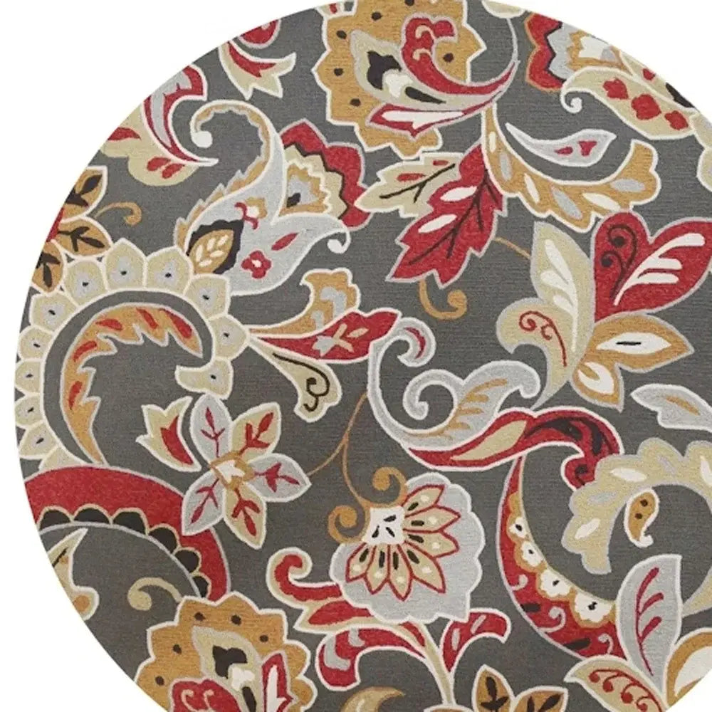 7' Taupe Round Hand Tufted Area Rug With UV Protection - Homeroots - Flyclothing LLC