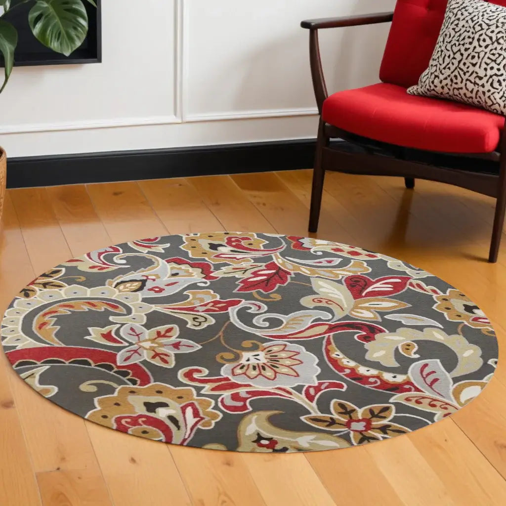7' Taupe Round Hand Tufted Area Rug With UV Protection - Homeroots - Flyclothing LLC