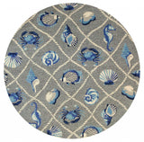8' Round Gray Round Abstract Handmade Indoor Outdoor Area Rug - Homeroots - Flyclothing LLC