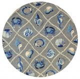 8' Round Gray Round Abstract Handmade Indoor Outdoor Area Rug - Homeroots