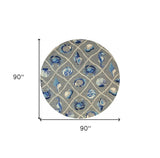 8' Round Gray Round Abstract Handmade Indoor Outdoor Area Rug - Homeroots - Flyclothing LLC