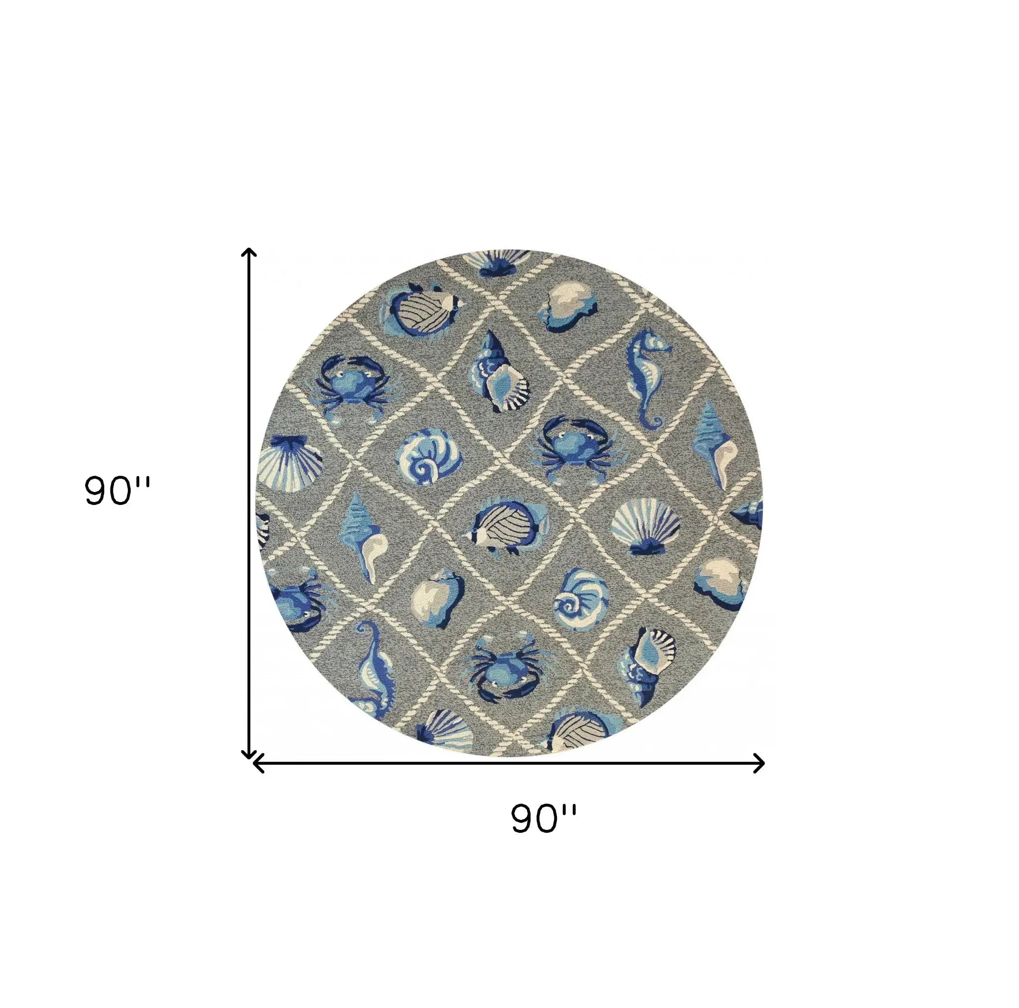 8' Round Gray Round Abstract Handmade Indoor Outdoor Area Rug - Homeroots - Flyclothing LLC