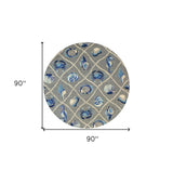 8' Round Gray Round Abstract Handmade Indoor Outdoor Area Rug - Homeroots