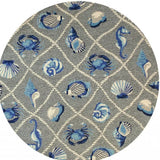 8' Round Gray Round Abstract Handmade Indoor Outdoor Area Rug - Homeroots - Flyclothing LLC