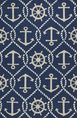 7' Round Uv Treated Polypropylene Navy Area Rug - Homeroots - Flyclothing LLC