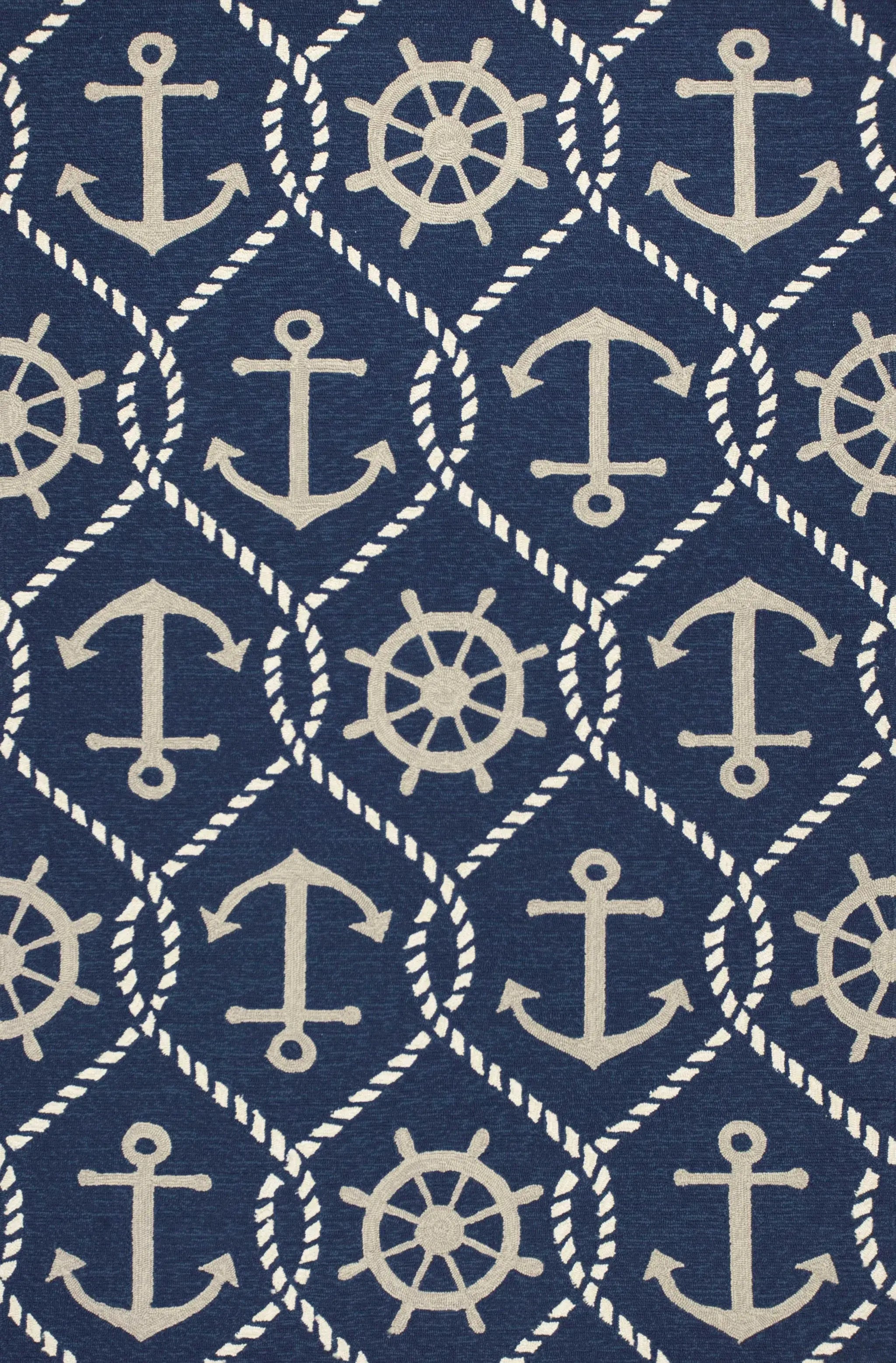 7' Round Uv Treated Polypropylene Navy Area Rug - Homeroots - Flyclothing LLC