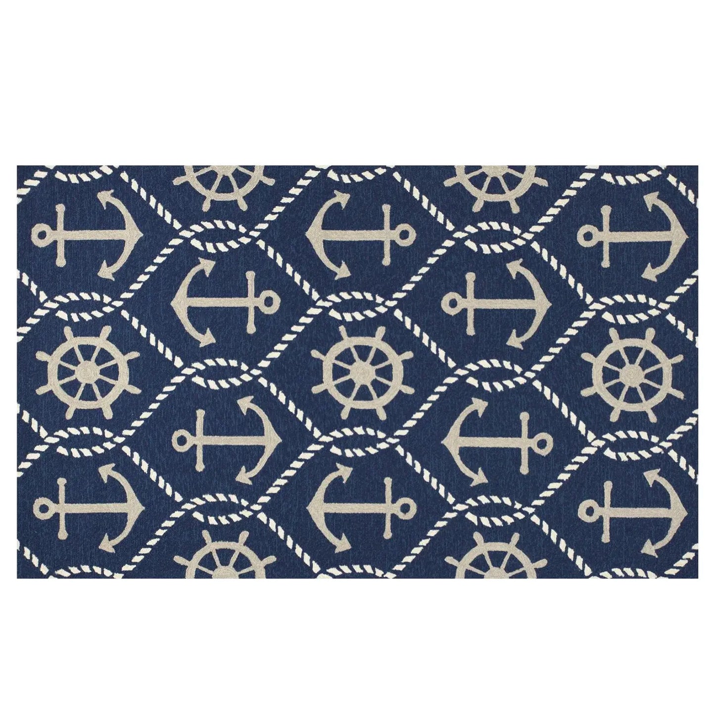 7' Round Uv Treated Polypropylene Navy Area Rug - Homeroots - Flyclothing LLC