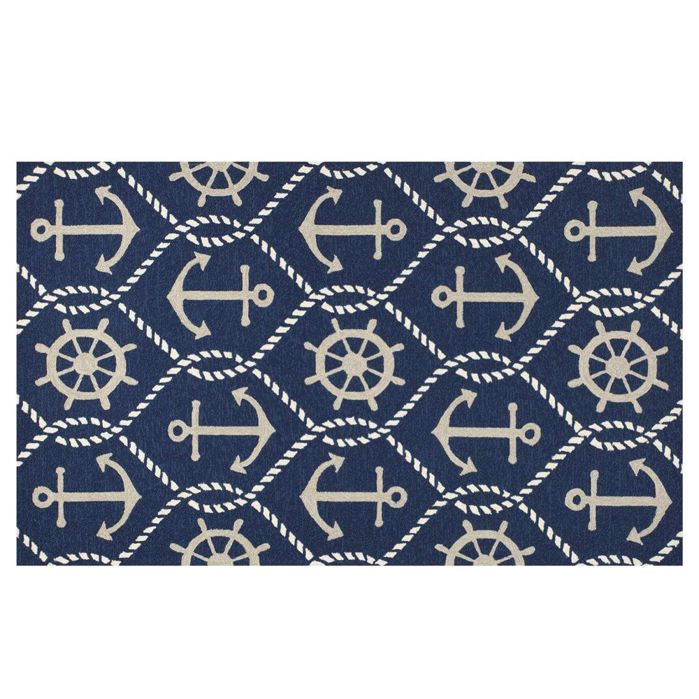 7' Round Uv Treated Polypropylene Navy Area Rug - Homeroots - Flyclothing LLC