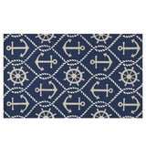 7' Round Uv Treated Polypropylene Navy Area Rug - Homeroots