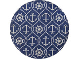 7' Round Uv Treated Polypropylene Navy Area Rug - Homeroots