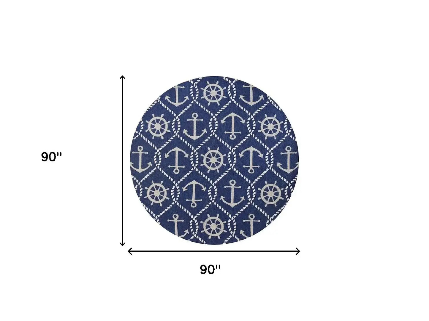 7' Round Uv Treated Polypropylene Navy Area Rug - Homeroots - Flyclothing LLC