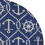7' Round Uv Treated Polypropylene Navy Area Rug - Homeroots - Flyclothing LLC