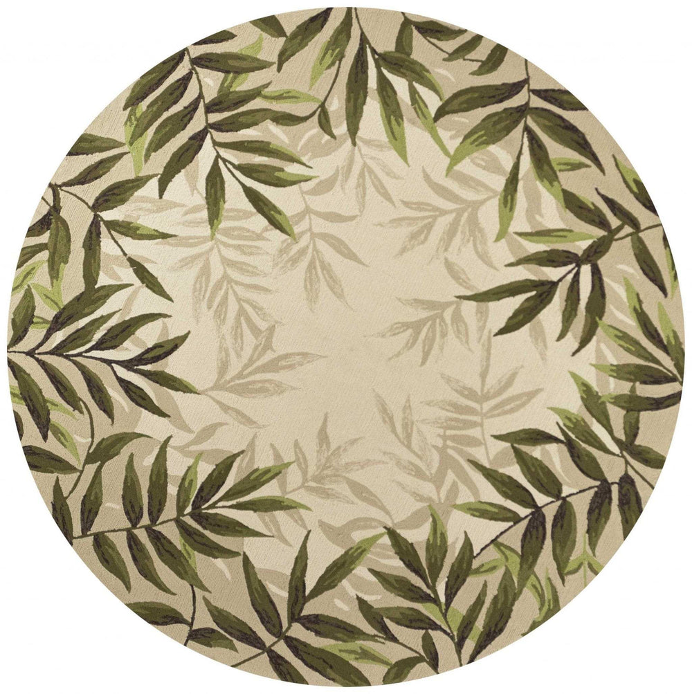 8' Round Sand Round Floral Handmade Indoor Outdoor Area Rug - Homeroots - Flyclothing LLC