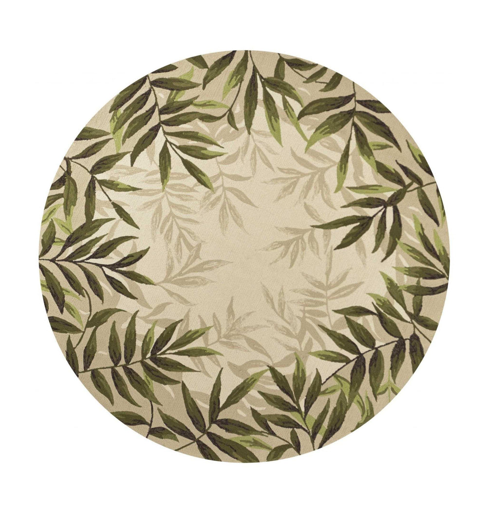 8' Round Sand Round Floral Handmade Indoor Outdoor Area Rug - Homeroots - Flyclothing LLC