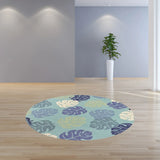 7' Round Uv Treated Polypropylene Turquoise Area Rug - Homeroots - Flyclothing LLC