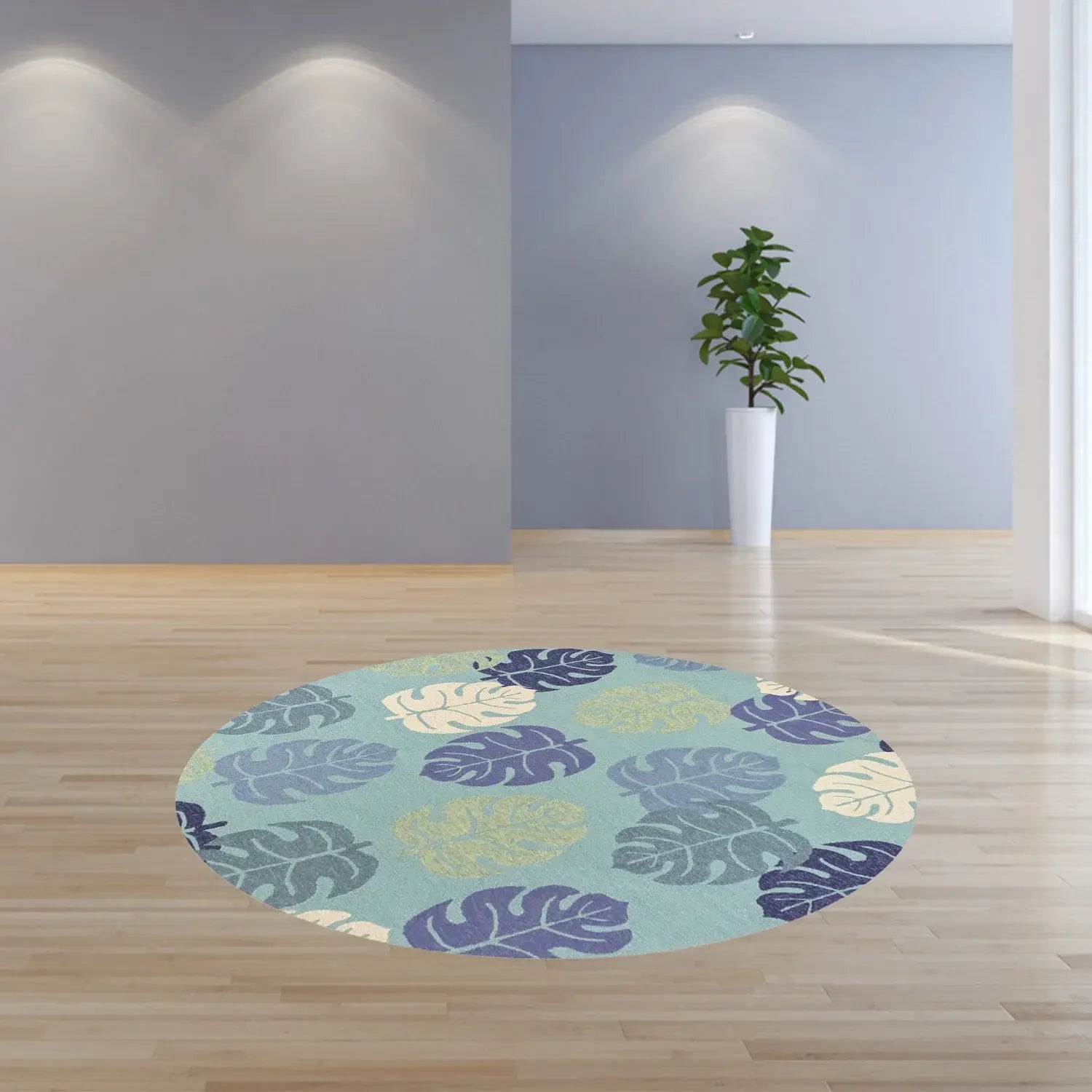 7' Round Uv Treated Polypropylene Turquoise Area Rug - Homeroots - Flyclothing LLC