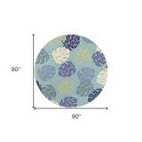 7' Round Uv Treated Polypropylene Turquoise Area Rug - Homeroots - Flyclothing LLC