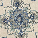 8' Round Gray and Ivory Round Damask Handmade Indoor Outdoor Area Rug - Homeroots - Flyclothing LLC
