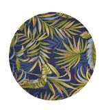 8' Round Blue Round Floral Handmade Indoor Outdoor Area Rug - Homeroots