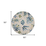 7' Round Uv Treated Polypropylene Ivory Or Blue Area Rug - Homeroots - Flyclothing LLC