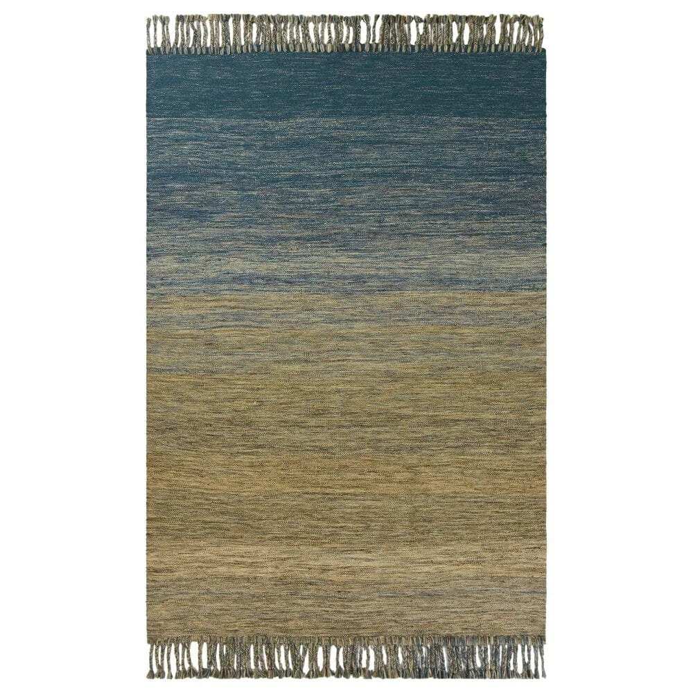 5' X 8' Blue and Ivory Wool Ombre Hand Woven Area Rug - Homeroots - Flyclothing LLC