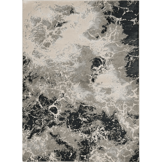 7' X 10' Silver Machine Woven Abstract Indoor Area Rug