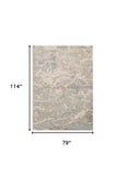 7' X 10' Sand Grey Machine Woven Abstract Indoor Area Rug - Homeroots