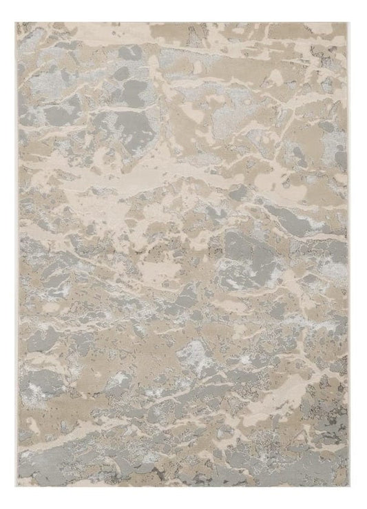 7' X 10' Sand Grey Machine Woven Abstract Indoor Area Rug