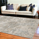 6' X 9'  Polyester Sand Silver Area Rug - Homeroots