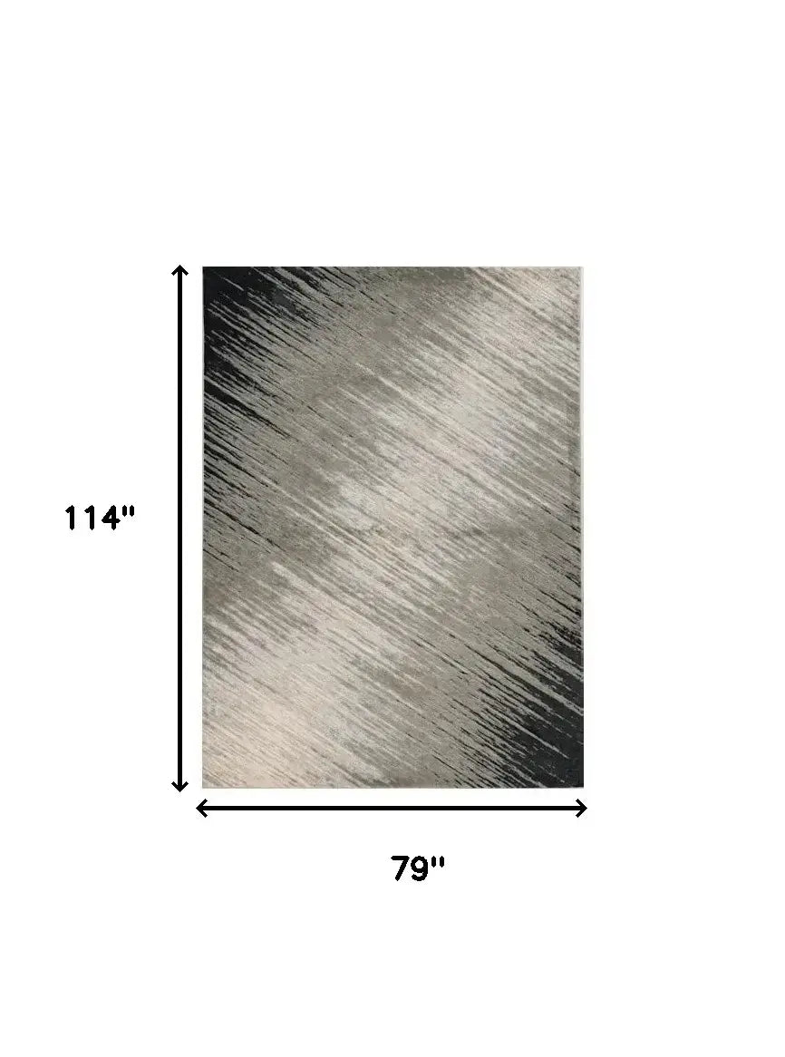 7' X 10' Silver Grey Machine Woven Abstract Brushstroke Indoor Area Rug - Homeroots - Flyclothing LLC