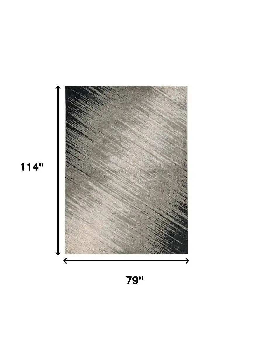 7' X 10' Silver Grey Machine Woven Abstract Brushstroke Indoor Area Rug - Homeroots - Flyclothing LLC