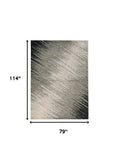 7' X 10' Silver Grey Machine Woven Abstract Brushstroke Indoor Area Rug - Homeroots