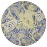 6' Blue Green Hand Tufted Tropical Leaves Round Indoor Area Rug - Homeroots - Flyclothing LLC