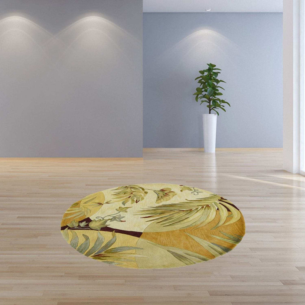 5' Round Wool Coral Or Ivory Area Rug - Homeroots - Flyclothing LLC